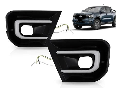 MOLDURA FAROL DE MILHA COM LED PARA RANGER 2024+